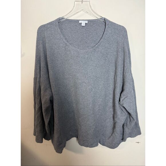 J.Jill Pure Jill Cotton Cashmere Blend Pullover Sweater Womens Large Gray Kimono - Picture 1 of 5